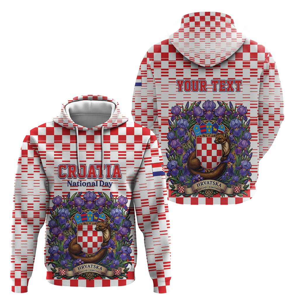 Personalized Croatia National Day Hoodie Croatian Kuna Heritage Iris Floral