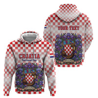 Personalized Croatia National Day Hoodie Croatian Kuna Heritage Iris Floral