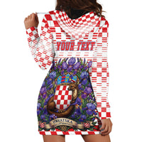Personalized Croatia National Day Hoodie Dress Croatian Kuna Heritage Iris Floral
