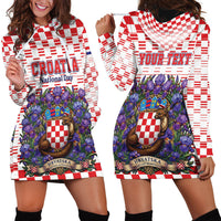 Personalized Croatia National Day Hoodie Dress Croatian Kuna Heritage Iris Floral