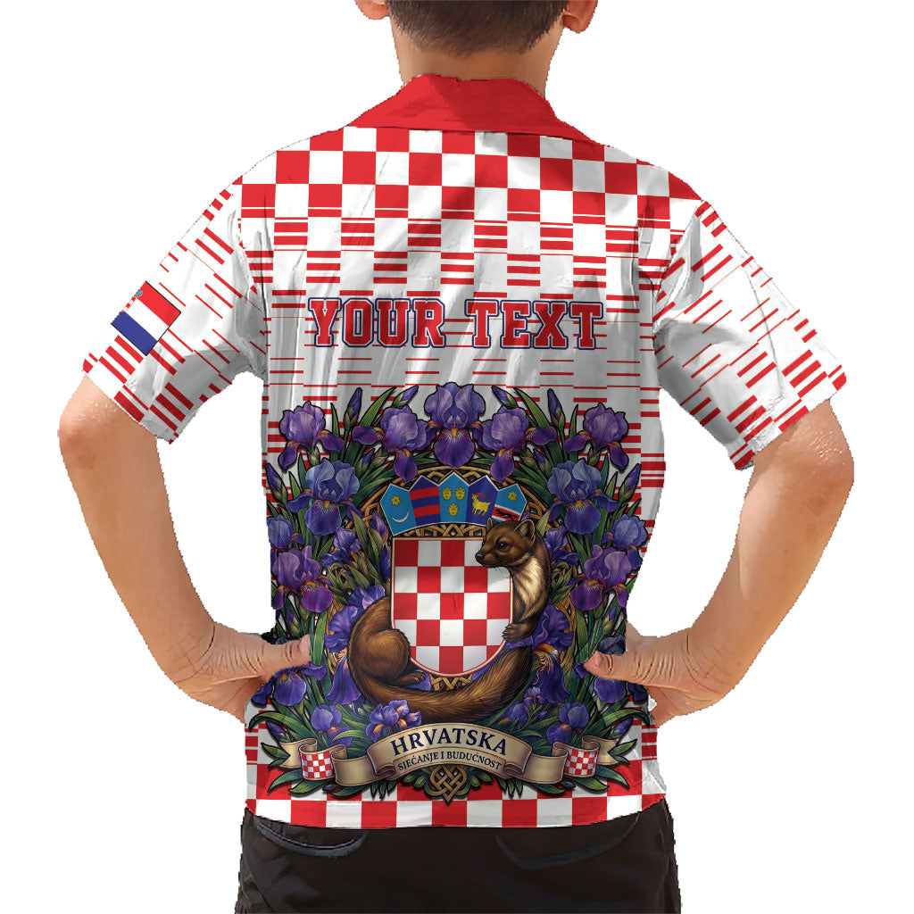 Personalized Croatia National Day Kid Hawaiian Shirt Croatian Kuna Heritage Iris Floral