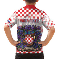 Personalized Croatia National Day Kid Hawaiian Shirt Croatian Kuna Heritage Iris Floral