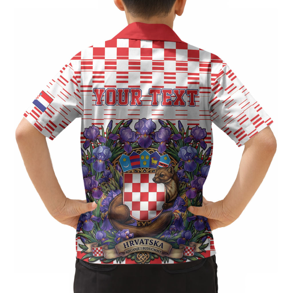 Personalized Croatia National Day Kid Hawaiian Shirt Croatian Kuna Heritage Iris Floral LT19
