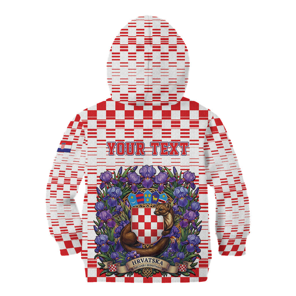 Personalized Croatia National Day Kid Hoodie Croatian Kuna Heritage Iris Floral