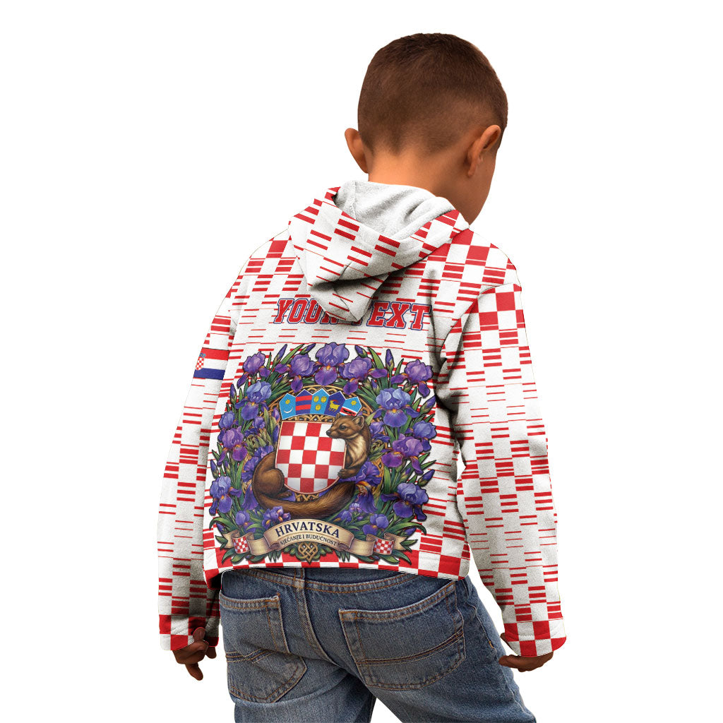 Personalized Croatia National Day Kid Hoodie Croatian Kuna Heritage Iris Floral