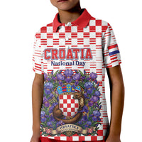 Personalized Croatia National Day Kid Polo Shirt Croatian Kuna Heritage Iris Floral