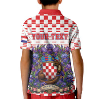 Personalized Croatia National Day Kid Polo Shirt Croatian Kuna Heritage Iris Floral