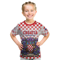 Personalized Croatia National Day Kid T Shirt Croatian Kuna Heritage Iris Floral