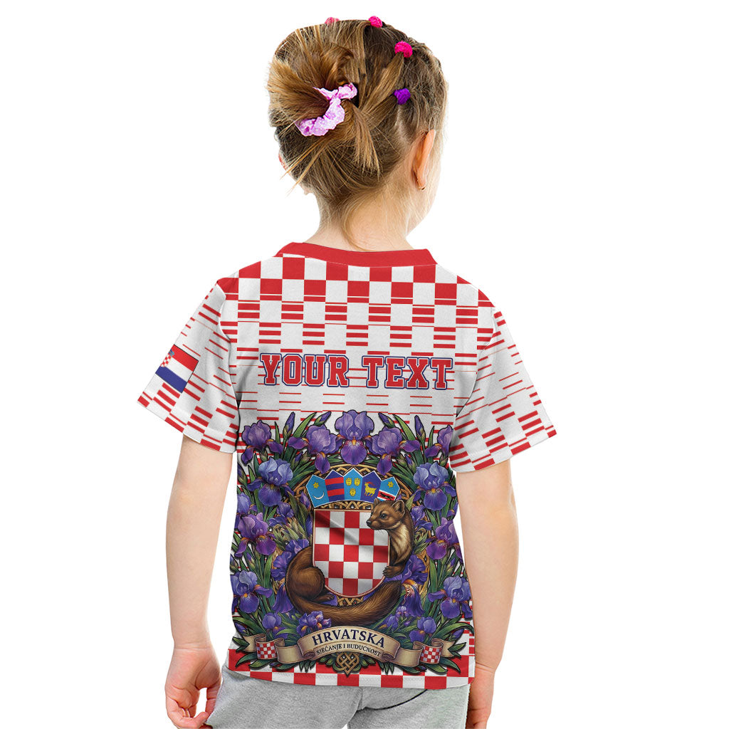 Personalized Croatia National Day Kid T Shirt Croatian Kuna Heritage Iris Floral