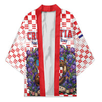Personalized Croatia National Day Kimono Croatian Kuna Heritage Iris Floral