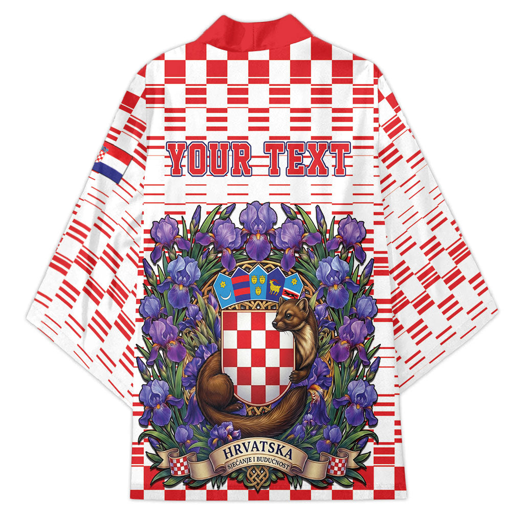 Personalized Croatia National Day Kimono Croatian Kuna Heritage Iris Floral