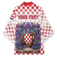 Personalized Croatia National Day Kimono Croatian Kuna Heritage Iris Floral