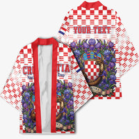 Personalized Croatia National Day Kimono Croatian Kuna Heritage Iris Floral