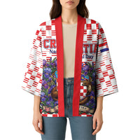 Personalized Croatia National Day Kimono Croatian Kuna Heritage Iris Floral