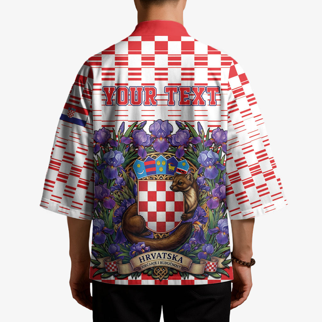 Personalized Croatia National Day Kimono Croatian Kuna Heritage Iris Floral