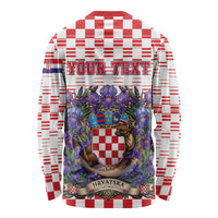 Personalized Croatia National Day Long Sleeve Shirt Croatian Kuna Heritage Iris Floral