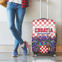 Croatia National Day Luggage Cover Croatian Kuna Heritage Iris Floral