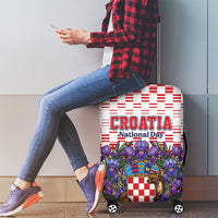 Croatia National Day Luggage Cover Croatian Kuna Heritage Iris Floral
