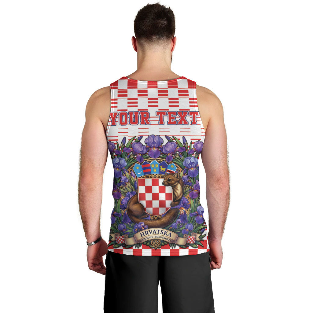 Personalized Croatia National Day Men Tank Top Croatian Kuna Heritage Iris Floral