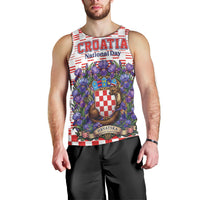 Personalized Croatia National Day Men Tank Top Croatian Kuna Heritage Iris Floral