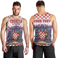 Personalized Croatia National Day Men Tank Top Croatian Kuna Heritage Iris Floral