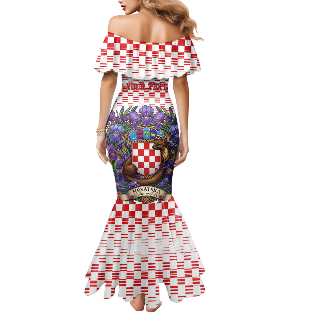 Personalized Croatia National Day Mermaid Dress Croatian Kuna Heritage Iris Floral
