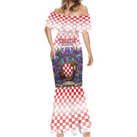 Personalized Croatia National Day Mermaid Dress Croatian Kuna Heritage Iris Floral