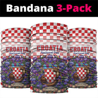Croatia National Day Neck Gaiter Croatian Kuna Heritage Iris Floral