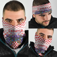 Croatia National Day Neck Gaiter Croatian Kuna Heritage Iris Floral