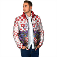 Personalized Croatia National Day Padded Jacket Croatian Kuna Heritage Iris Floral