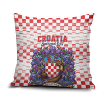 Croatia National Day Pillow Cover Croatian Kuna Heritage Iris Floral