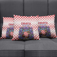 Croatia National Day Pillow Cover Croatian Kuna Heritage Iris Floral