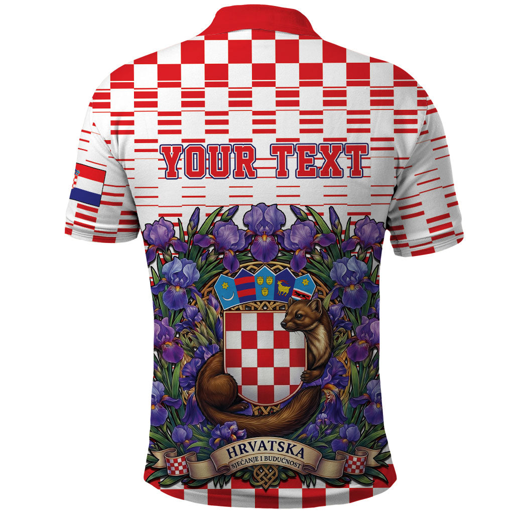 Personalized Croatia National Day Polo Shirt Croatian Kuna Heritage Iris Floral