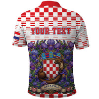 Personalized Croatia National Day Polo Shirt Croatian Kuna Heritage Iris Floral