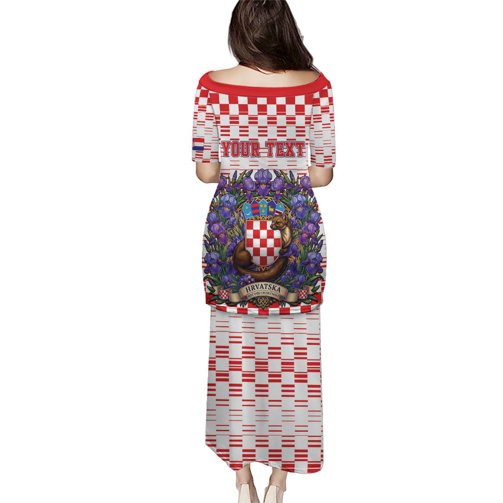 Personalized Croatia National Day Puletasi Croatian Kuna Heritage Iris Floral