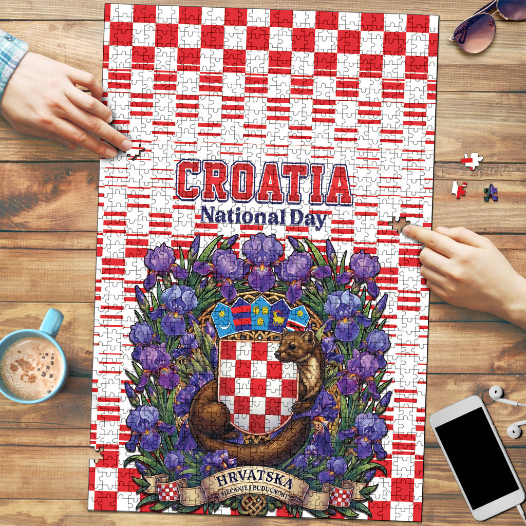 Croatia National Day Puzzle Croatian Kuna Heritage Iris Floral