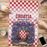 Croatia National Day Puzzle Croatian Kuna Heritage Iris Floral