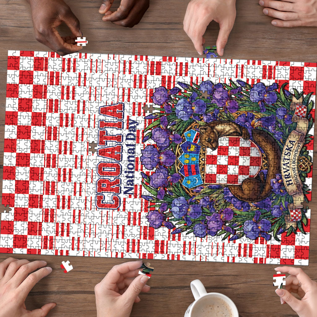 Croatia National Day Puzzle Croatian Kuna Heritage Iris Floral