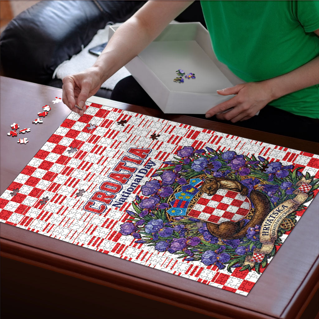 Croatia National Day Puzzle Croatian Kuna Heritage Iris Floral
