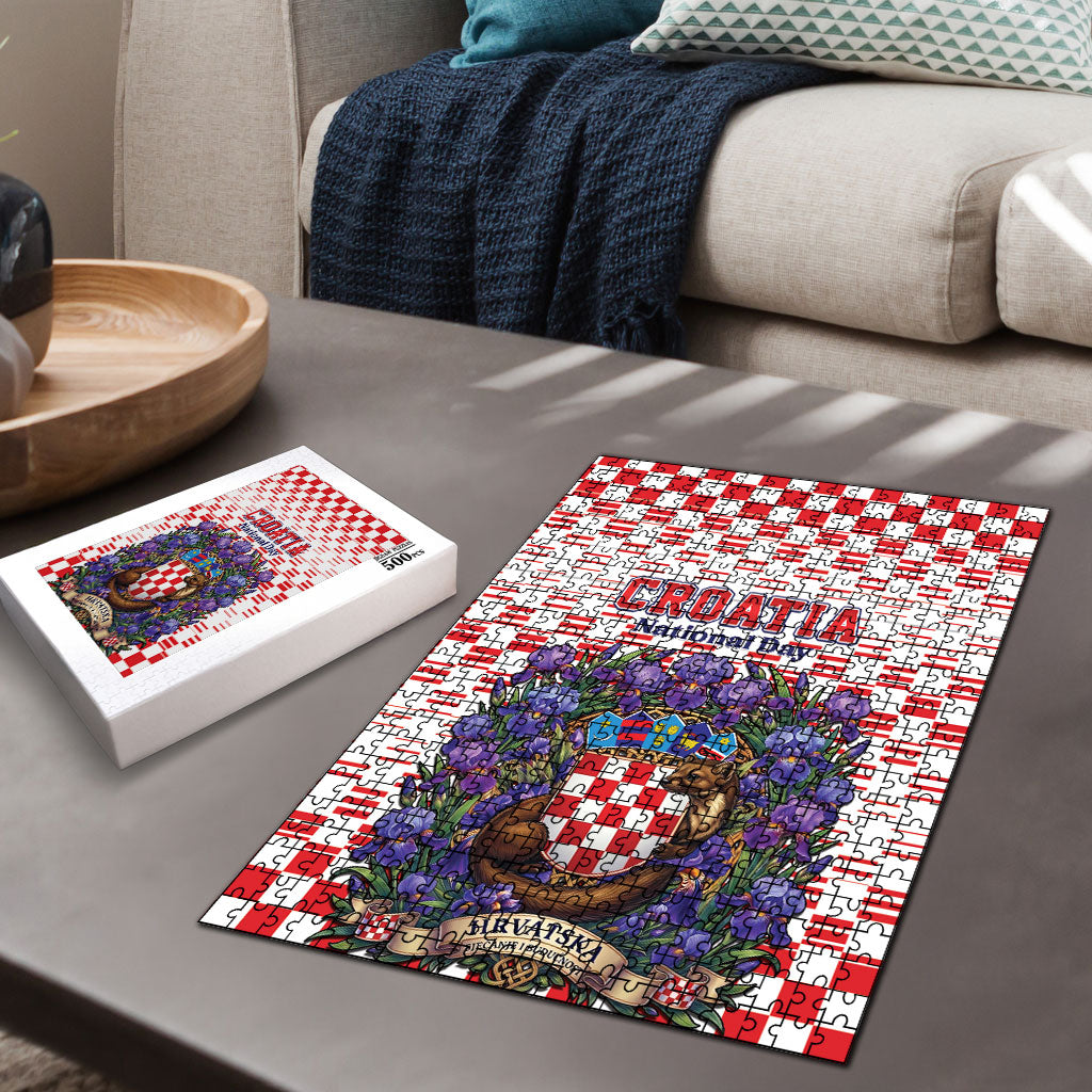 Croatia National Day Puzzle Croatian Kuna Heritage Iris Floral