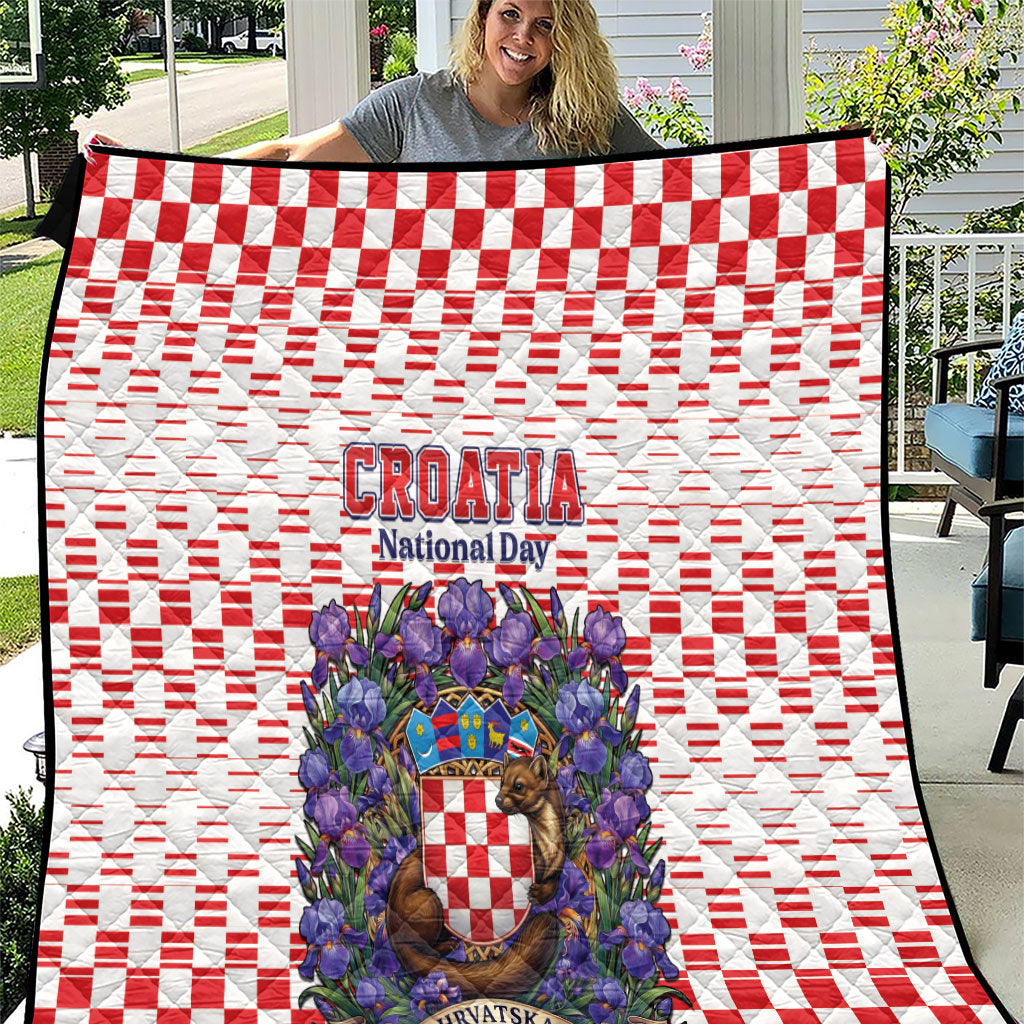 Croatia National Day Quilt Croatian Kuna Heritage Iris Floral