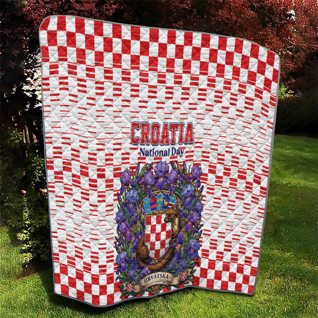 Croatia National Day Quilt Croatian Kuna Heritage Iris Floral