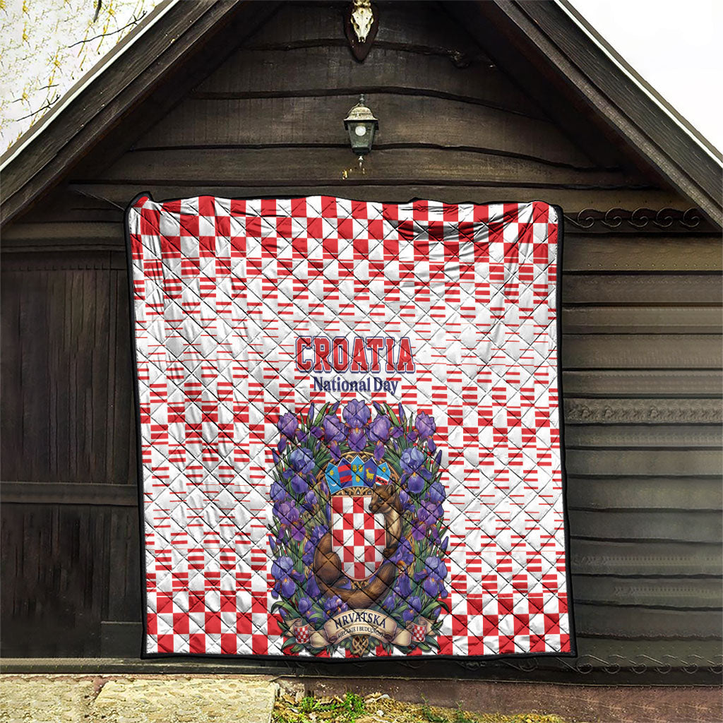 Croatia National Day Quilt Croatian Kuna Heritage Iris Floral
