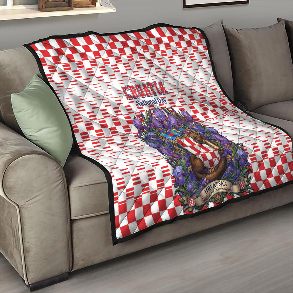 Croatia National Day Quilt Croatian Kuna Heritage Iris Floral