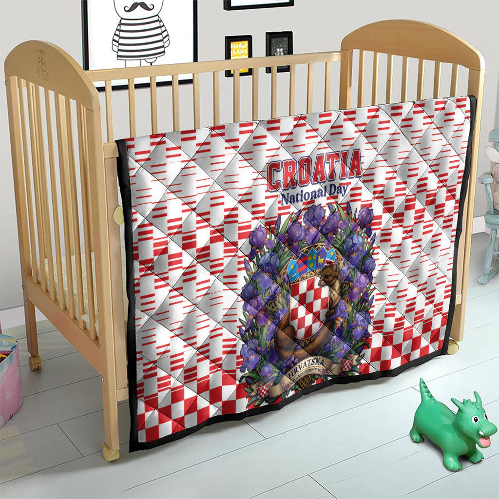 Croatia National Day Quilt Croatian Kuna Heritage Iris Floral