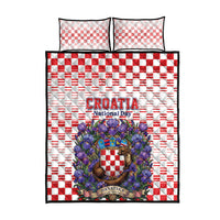 Croatia National Day Quilt Bed Set Croatian Kuna Heritage Iris Floral