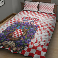 Croatia National Day Quilt Bed Set Croatian Kuna Heritage Iris Floral