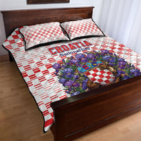 Croatia National Day Quilt Bed Set Croatian Kuna Heritage Iris Floral