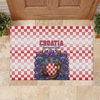Croatia National Day Rubber Doormat Croatian Kuna Heritage Iris Floral