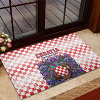 Croatia National Day Rubber Doormat Croatian Kuna Heritage Iris Floral